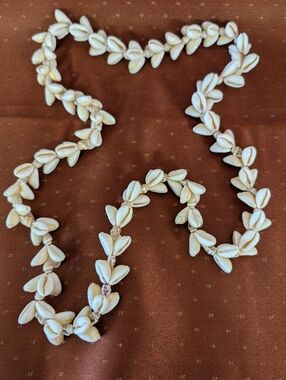 Vintage Shell Necklace Handcrafted White Cowrie Shell's 17 Inches Women Jewelry
